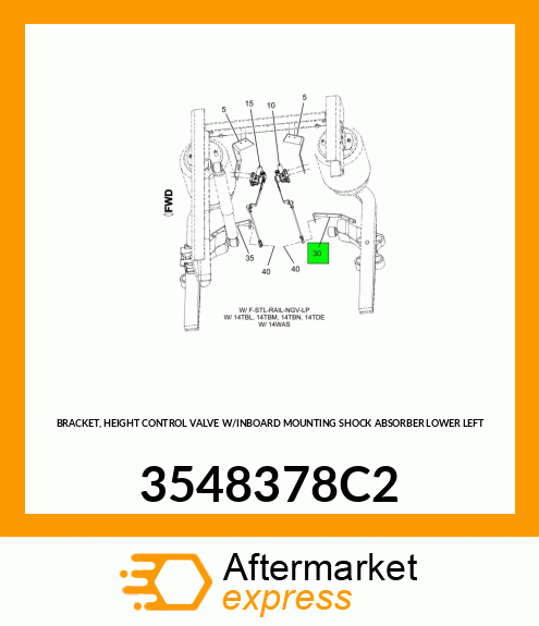 BRACKET, HEIGHT CONTROL VALVE W/INBOARD MOUNTING SHOCK ABSORBER LOWER LEFT 3548378C2