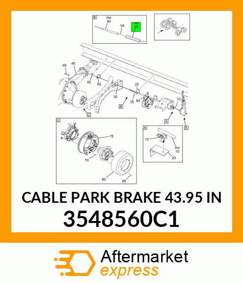 CABLE PARK BRAKE 43.95 IN 3548560C1