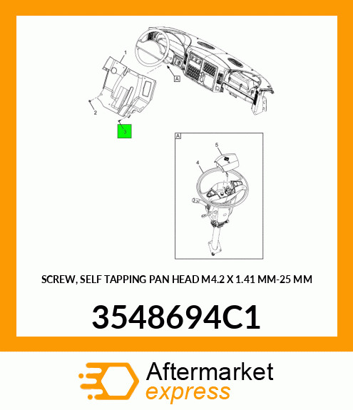 SCREW, SELF TAPPING PAN HEAD M4.2 X 1.41 MM-25 MM 3548694C1