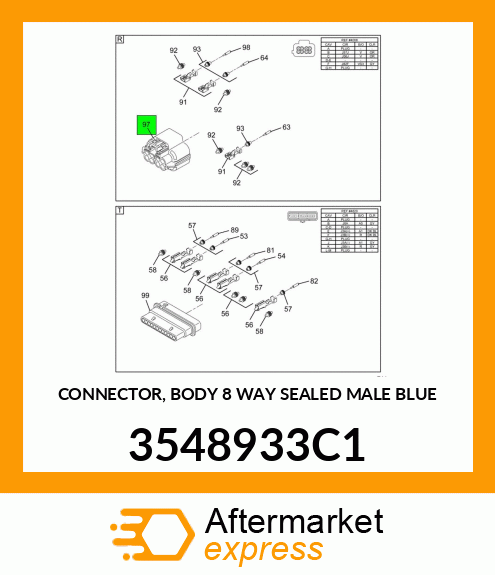 CONNECTOR, BODY 8 WAY SEALED MALE BLUE 3548933C1