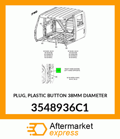 PLUG, PLASTIC BUTTON 38MM DIAMETER 3548936C1