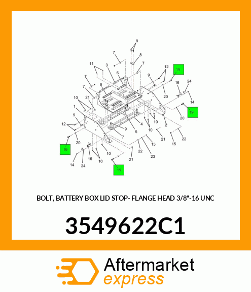 BOLT, BATTERY BOX LID STOP- FLANGE HEAD 3/8"-16 UNC 3549622C1