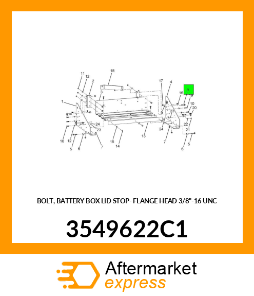 BOLT, BATTERY BOX LID STOP- FLANGE HEAD 3/8"-16 UNC 3549622C1