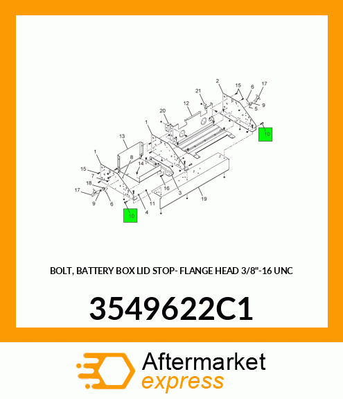 BOLT, BATTERY BOX LID STOP- FLANGE HEAD 3/8"-16 UNC 3549622C1