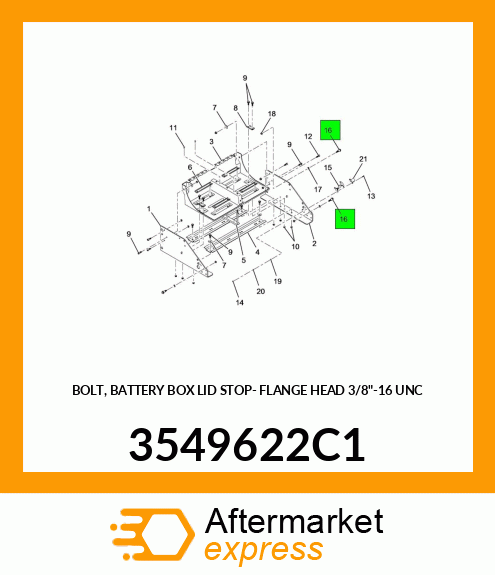 BOLT, BATTERY BOX LID STOP- FLANGE HEAD 3/8"-16 UNC 3549622C1