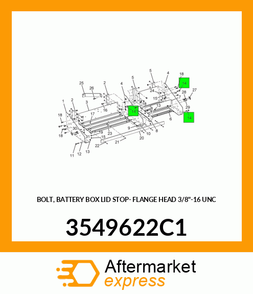 BOLT, BATTERY BOX LID STOP- FLANGE HEAD 3/8"-16 UNC 3549622C1