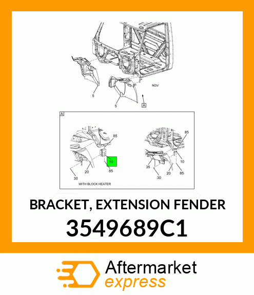 BRACKET, EXTENSION FENDER 3549689C1