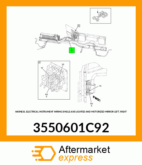 HARNESS, ELECTRICAL INSTRUMENT WIRING SINGLE AXIS LIGHTED AND MOTORIZED MIRROR LEFT, RIGHT 3550601C92