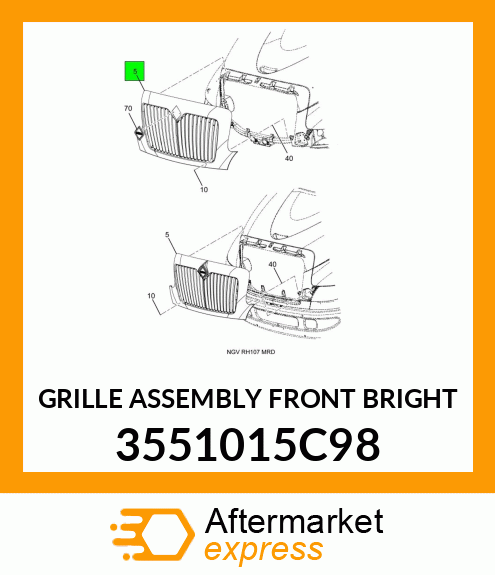 GRILLE ASSEMBLY FRONT BRIGHT 3551015C98
