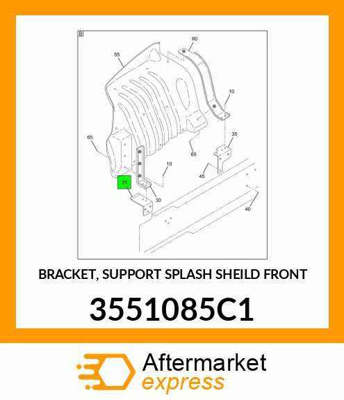 BRACKET, SUPPORT SPLASH SHEILD FRONT 3551085C1