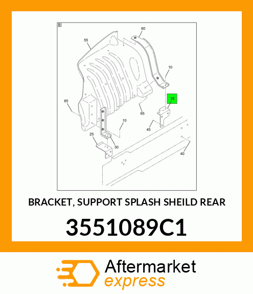 BRACKET, SUPPORT SPLASH SHEILD REAR 3551089C1