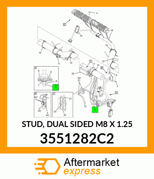 STUD, DUAL SIDED M8 X 1.25" 3551282C2