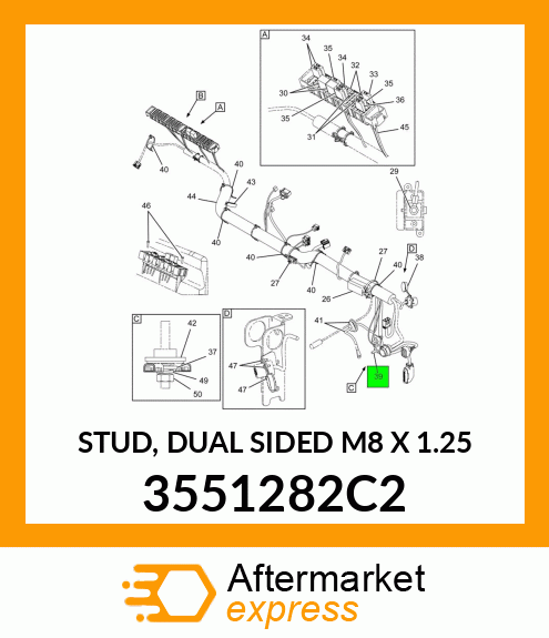 STUD, DUAL SIDED M8 X 1.25" 3551282C2