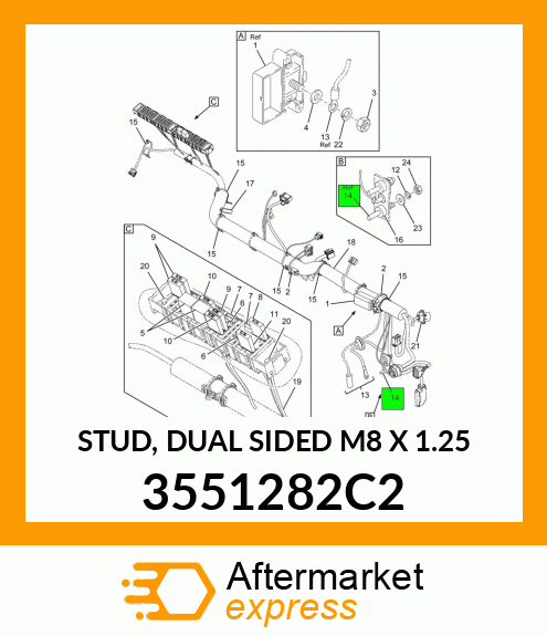 STUD, DUAL SIDED M8 X 1.25" 3551282C2