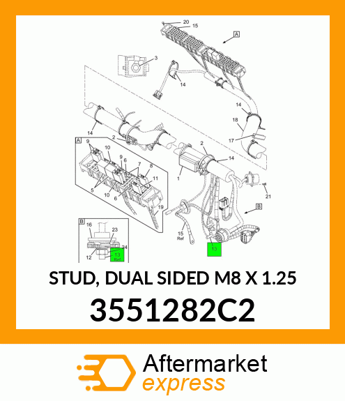 STUD, DUAL SIDED M8 X 1.25" 3551282C2