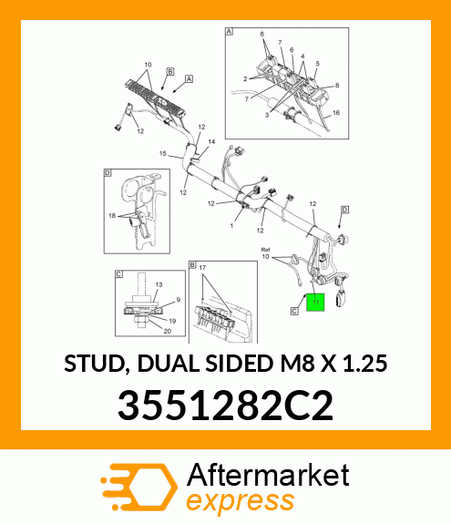 STUD, DUAL SIDED M8 X 1.25" 3551282C2