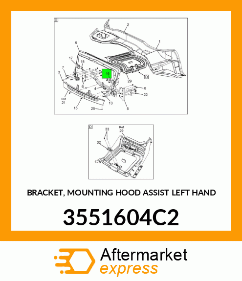BRACKET, MOUNTING HOOD ASSIST LEFT HAND 3551604C2