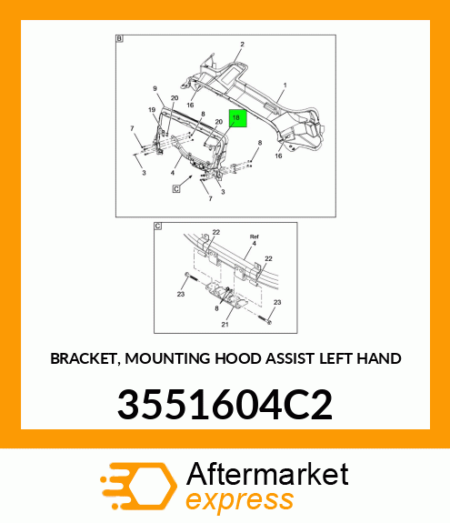 BRACKET, MOUNTING HOOD ASSIST LEFT HAND 3551604C2