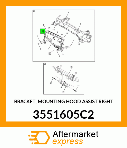 BRACKET, MOUNTING HOOD ASSIST RIGHT 3551605C2