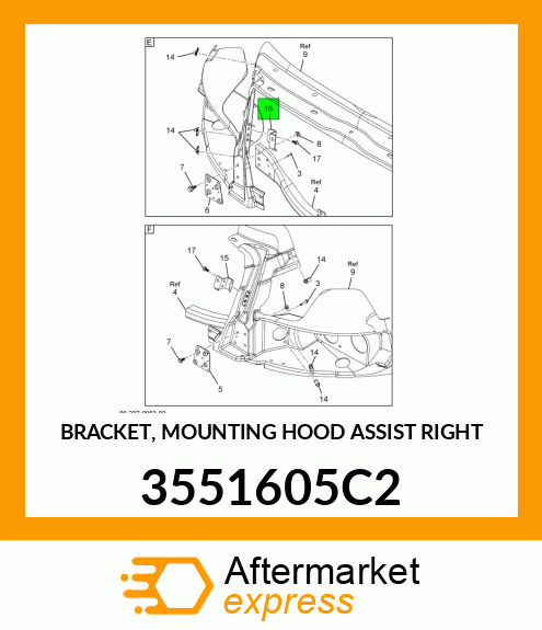 BRACKET, MOUNTING HOOD ASSIST RIGHT 3551605C2