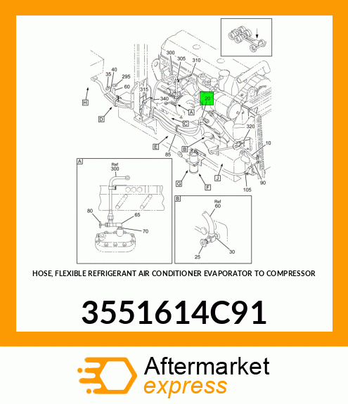 HOSE, FLEXIBLE REFRIGERANT AIR CONDITIONER EVAPORATOR TO COMPRESSOR 3551614C91