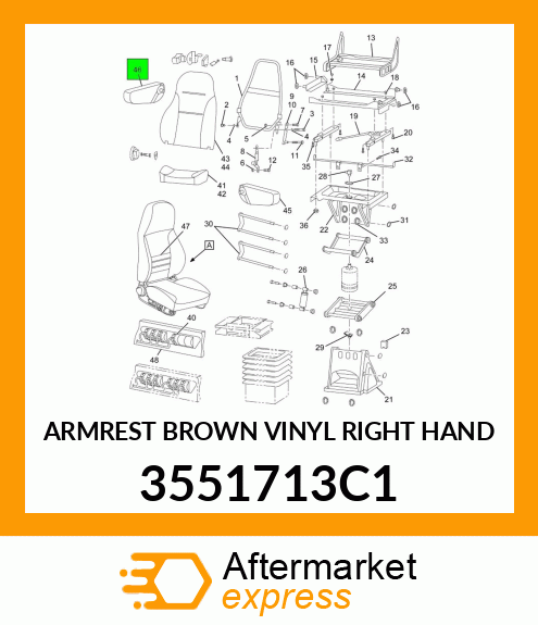 ARMREST BROWN VINYL RIGHT HAND 3551713C1