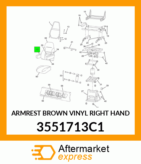 ARMREST BROWN VINYL RIGHT HAND 3551713C1