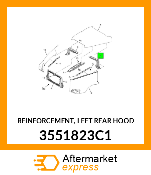 REINFORCEMENT, LEFT REAR HOOD 3551823C1