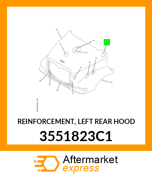 REINFORCEMENT, LEFT REAR HOOD 3551823C1