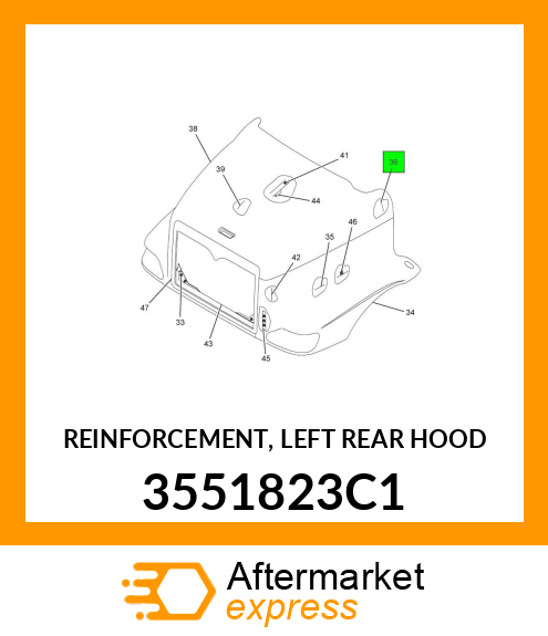 REINFORCEMENT, LEFT REAR HOOD 3551823C1