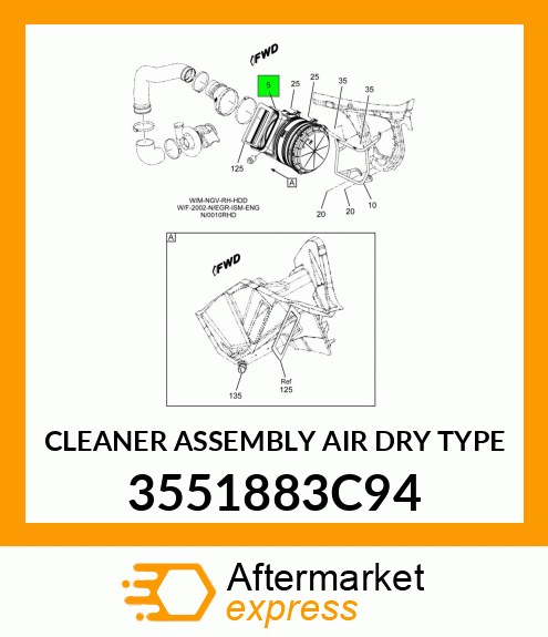 CLEANER ASSEMBLY AIR DRY TYPE 3551883C94
