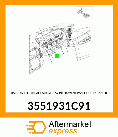 HARNESS, ELECTRICAL CAB OVERLAY INSTRUMENT PANEL LIGHT ADAPTER 3551931C91
