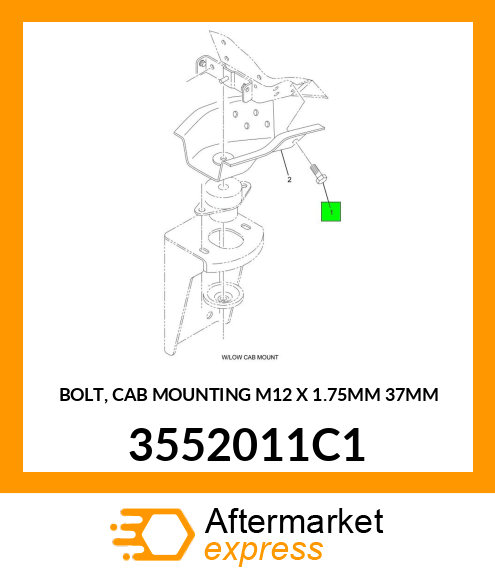 BOLT, CAB MOUNTING M12 X 1.75MM 37MM 3552011C1