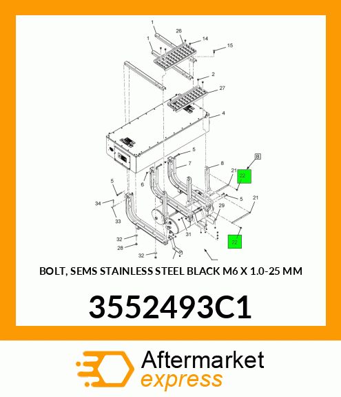 BOLT, SEMS STAINLESS STEEL BLACK M6 X 1.0-25 MM 3552493C1