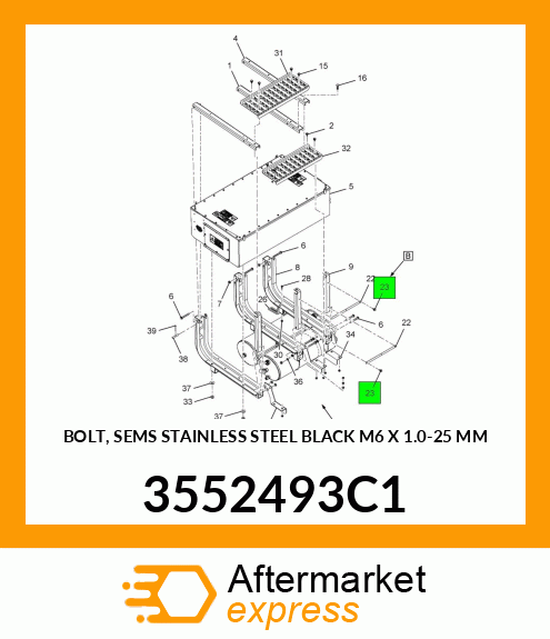 BOLT, SEMS STAINLESS STEEL BLACK M6 X 1.0-25 MM 3552493C1