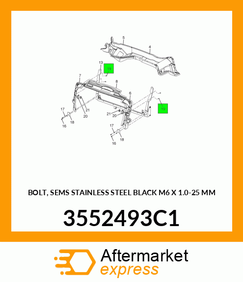 BOLT, SEMS STAINLESS STEEL BLACK M6 X 1.0-25 MM 3552493C1