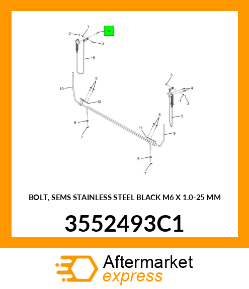 BOLT, SEMS STAINLESS STEEL BLACK M6 X 1.0-25 MM 3552493C1