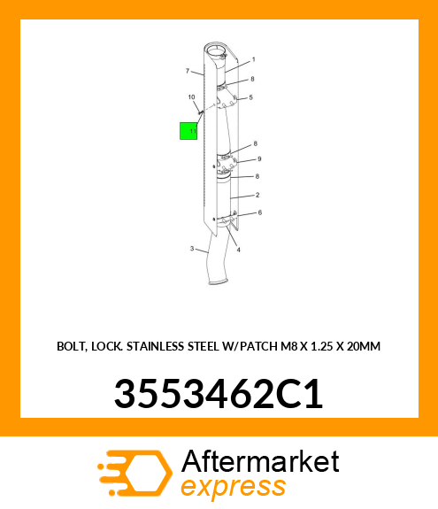 BOLT, LOCK STAINLESS STEEL W/PATCH M8 X 1.25 X 20MM 3553462C1