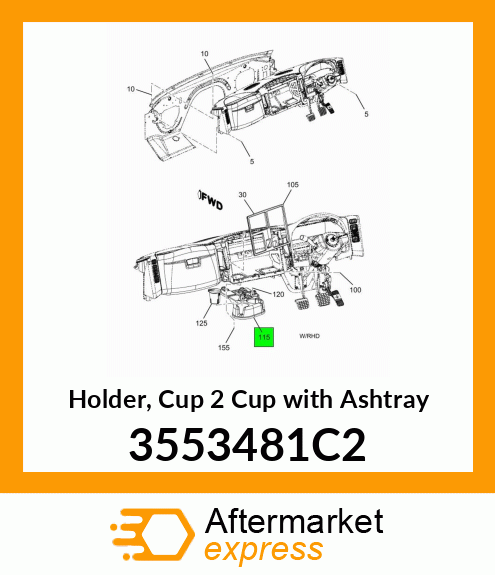 Holder, Cup 2 Cup with Ashtray 3553481C2