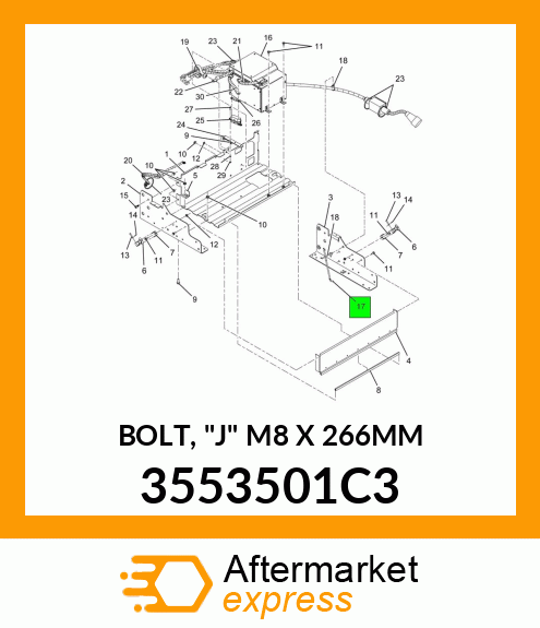 BOLT, "J" M8 X 266MM 3553501C3