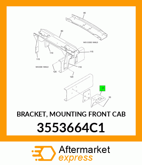 BRACKET, MOUNTING FRONT CAB 3553664C1