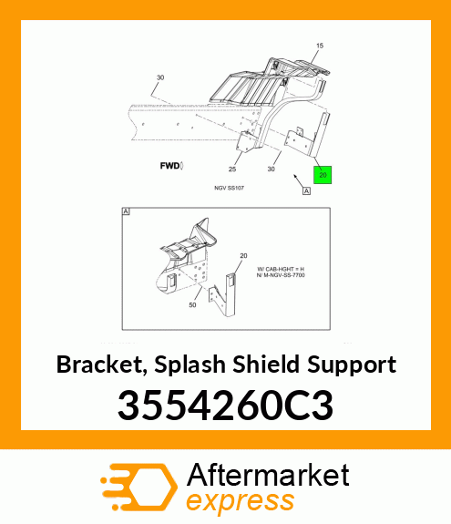 Bracket, Splash Shield Support 3554260C3