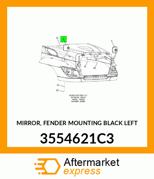 MIRROR, FENDER MOUNTING BLACK LEFT 3554621C3