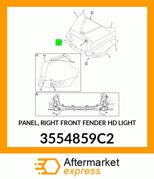 PANEL, RIGHT FRONT FENDER HD LIGHT 3554859C2