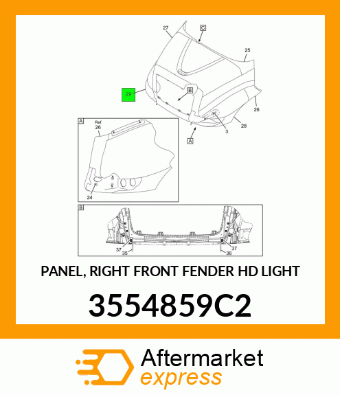 PANEL, RIGHT FRONT FENDER HD LIGHT 3554859C2