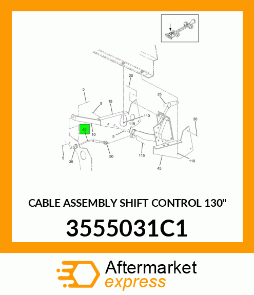 CABLE ASSEMBLY SHIFT CONTROL 130" 3555031C1