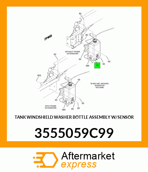 TANK WINDSHIELD WASHER BOTTLE ASSEMBLY W/SENSOR 3555059C99