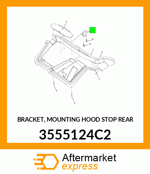 BRACKET, MOUNTING HOOD STOP REAR 3555124C2