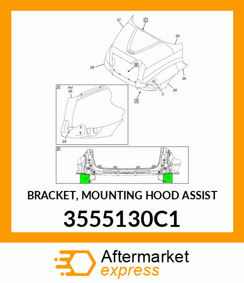 BRACKET, MOUNTING HOOD ASSIST 3555130C1