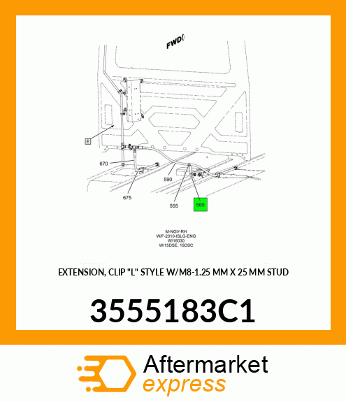 EXTENSION, CLIP "L" STYLE W/M8-1.25 MM X 25 MM STUD 3555183C1